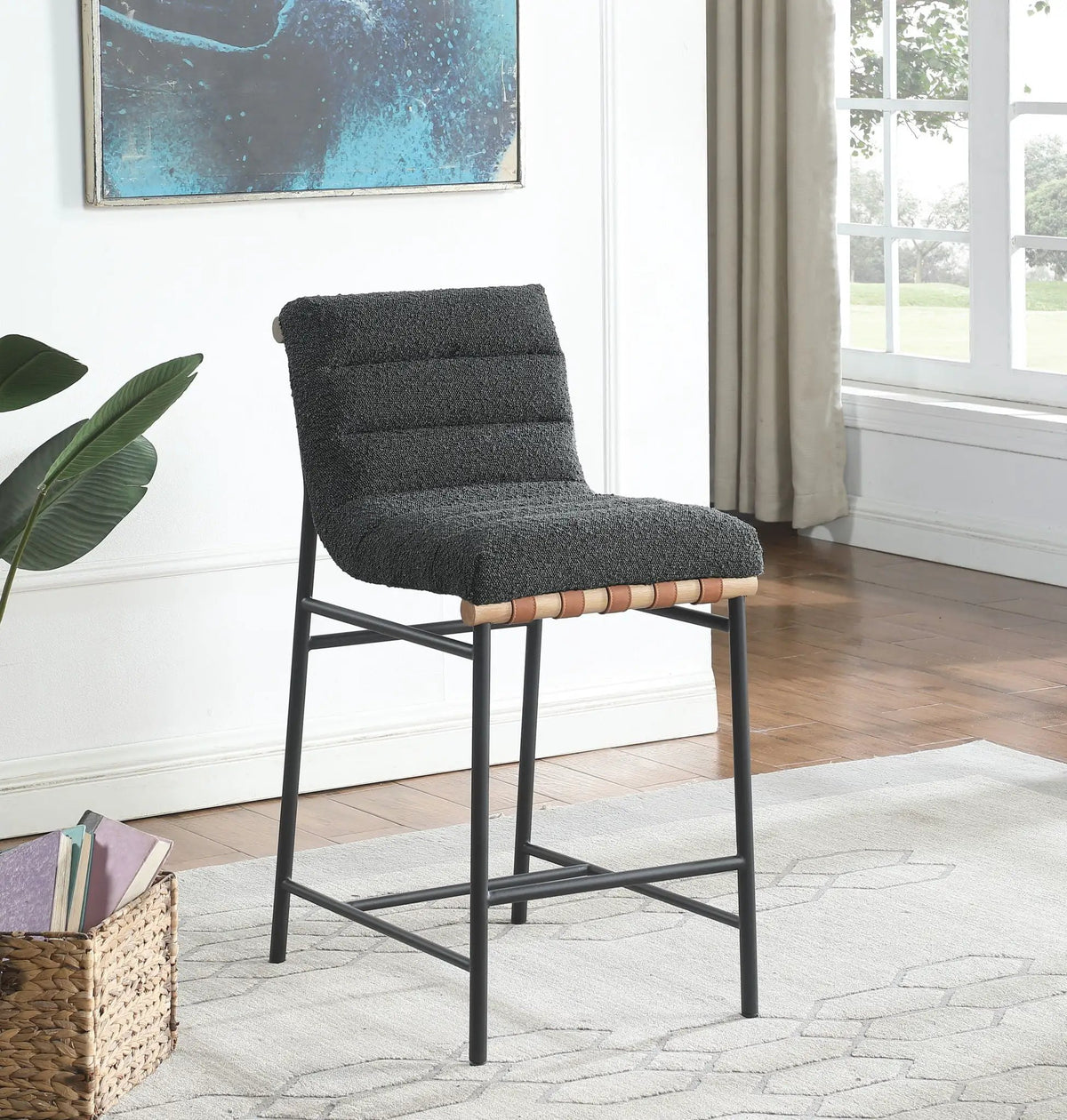 Lahni Boucle Counter Height Chair | 17 Inch Seat Width | Fabric Upholstery | Modern Design