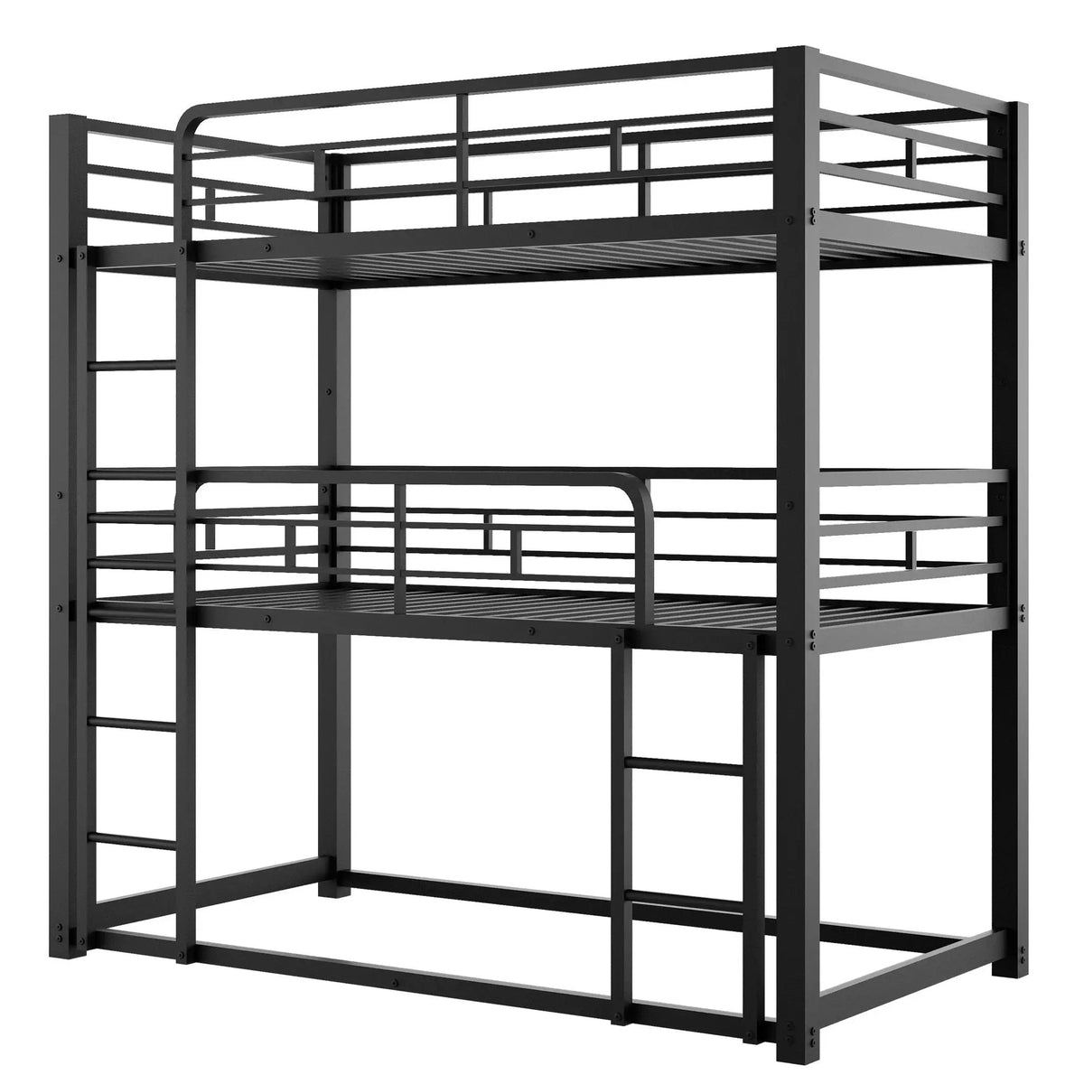 Triple Bunk Bed | Solid Metal Frame | Safety Guardrails | Space Saving
