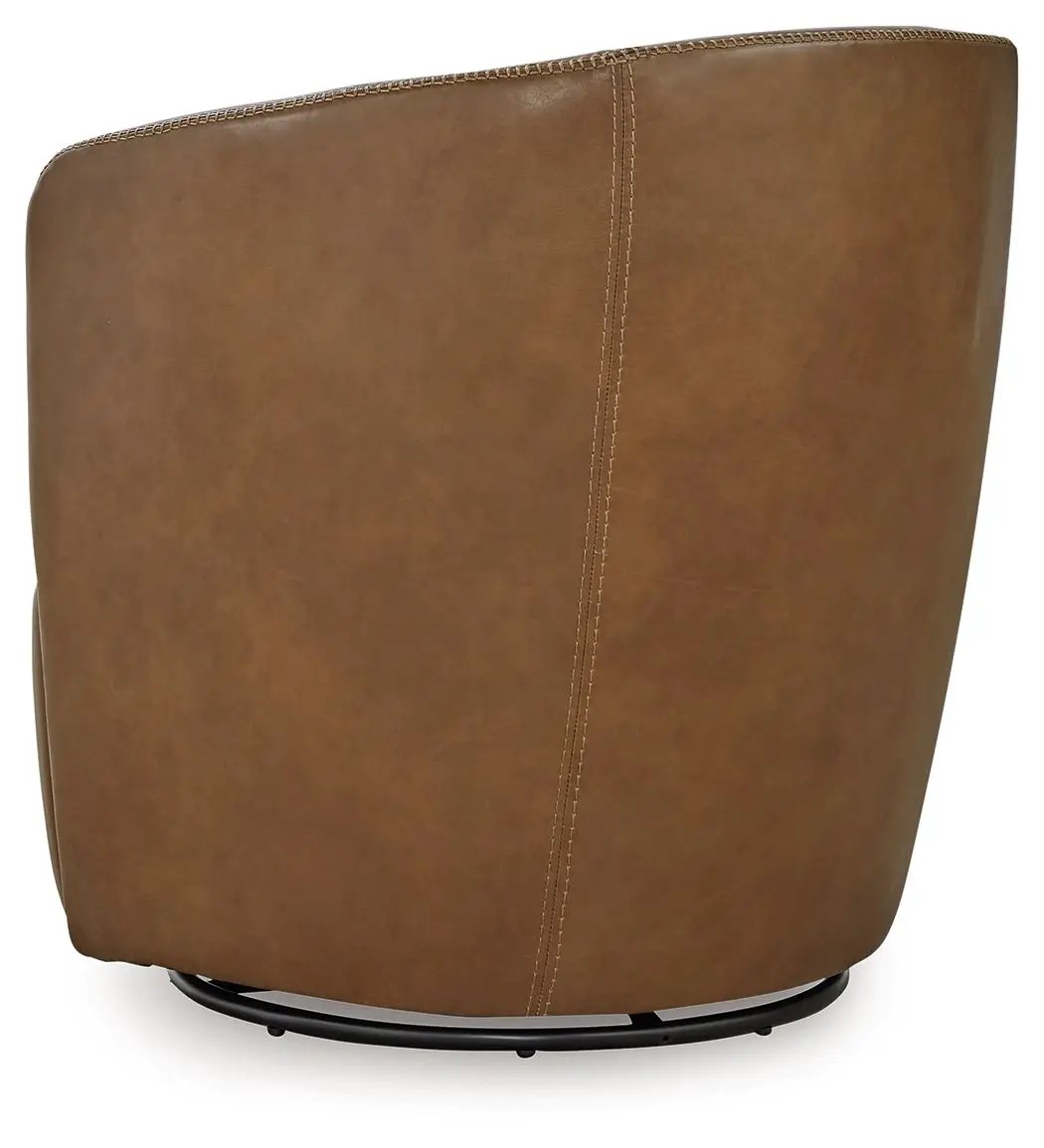 Kierreys Swivel Accent Chair | Supple Leather | Barrel Back | 31.63 Inch Height