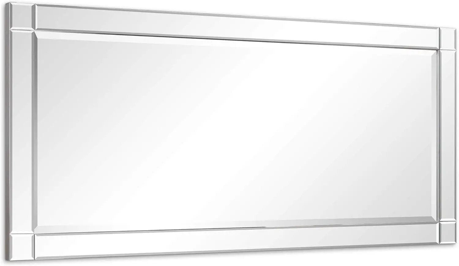 Modern Squared Corner Rectangle Wood Wall Mirror 24 x 54 from PriceLows™