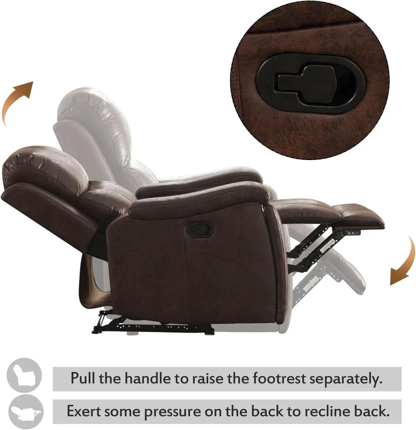 Leather Recliner Chair Red Brown With Concealed Cup Holders from PriceLows™