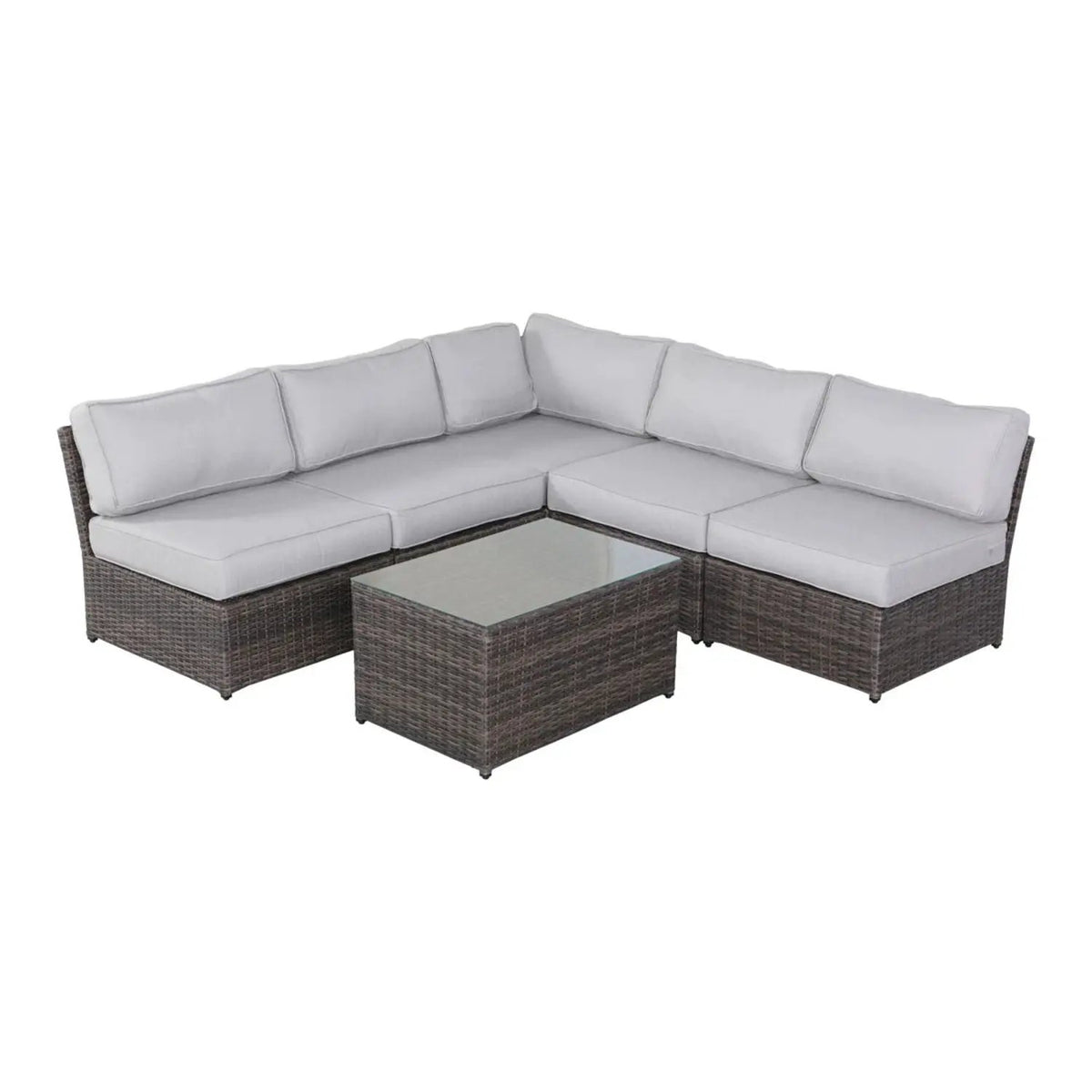 Outdoor Rattan Sectional Set | Half-Round HDPE Wicker | Rustproof Aluminum Frame | Fully Assembled