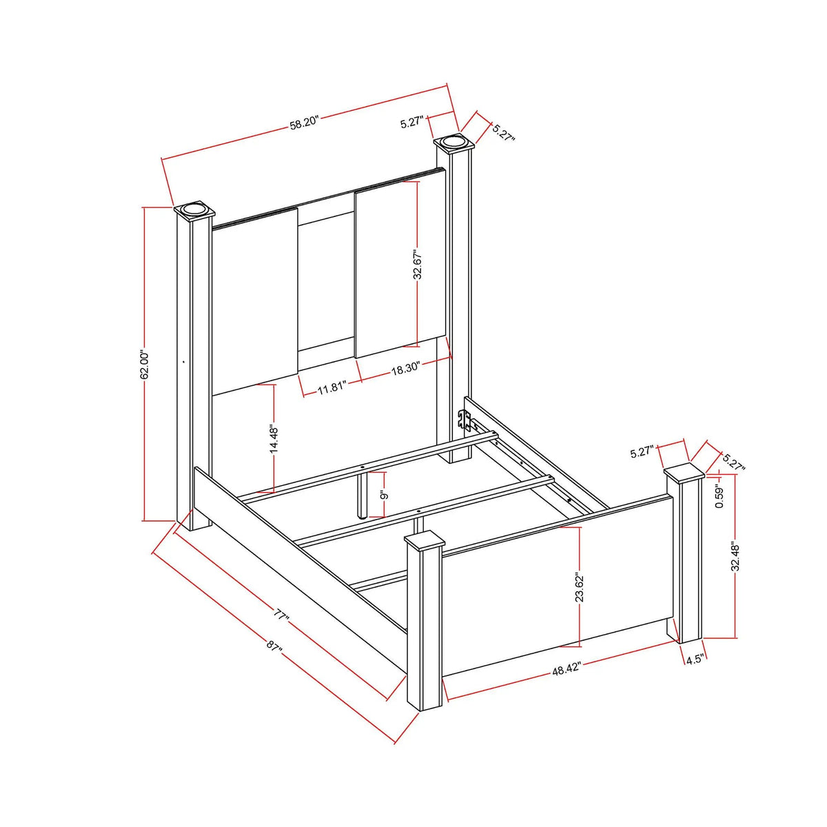 Lorenzo Poster Bed | Integrated Speakers | Glittered Detailing | Solid Wood Construction