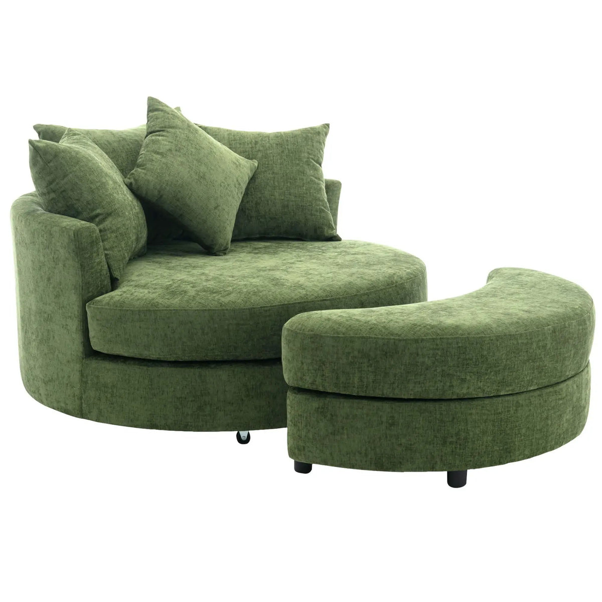 Swivel Accent Chair | 360 Degree Rotation | Ergonomic Padded Seat | Round Frame