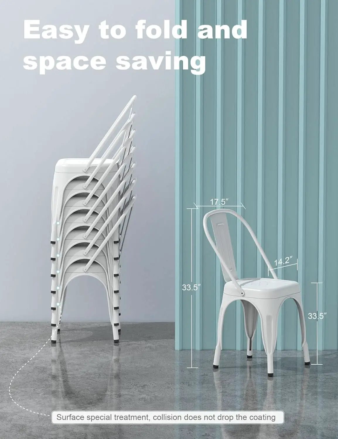 Tolix Style Metal Dining Chair White Stackable Set Of 4 from PriceLows™