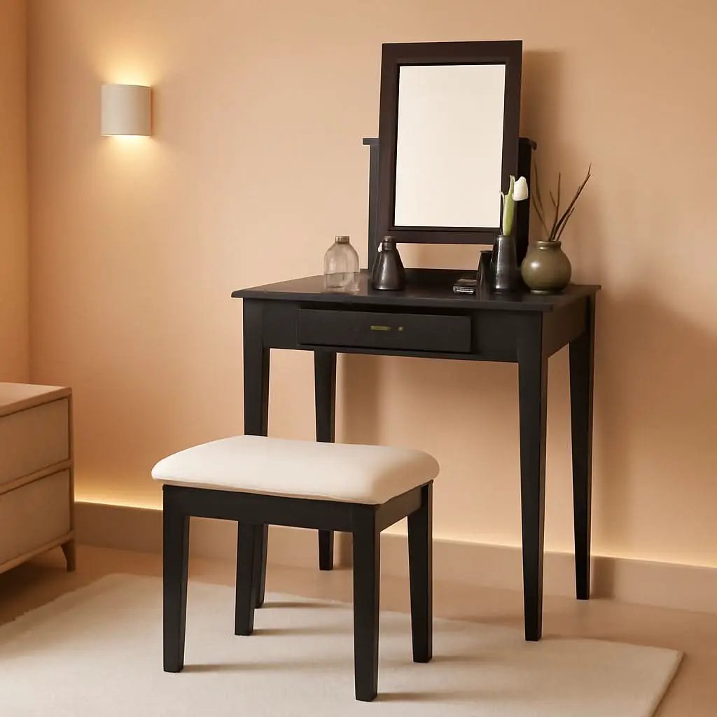 Solid Wood Vanity Set With Mirror And Bench 28 Inch Table from PriceLows™