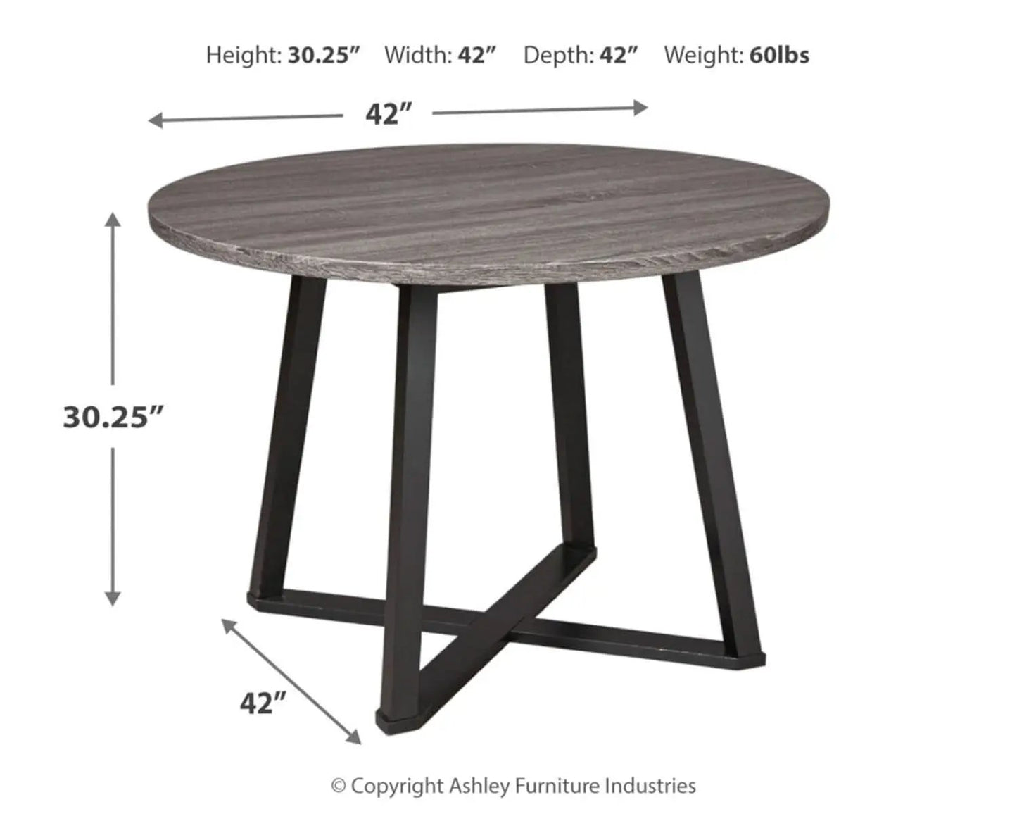 Centiar Mid Century Round Dining Table Gray Metal Legs from PriceLows™