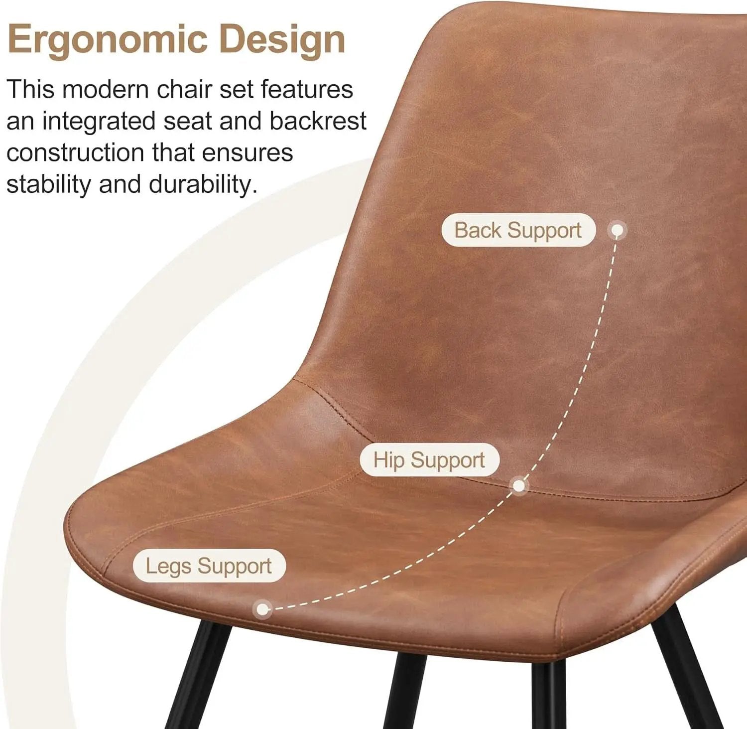 Dining Chairs Set Of 2 Brown Upholstered Faux Leather from PriceLows™
