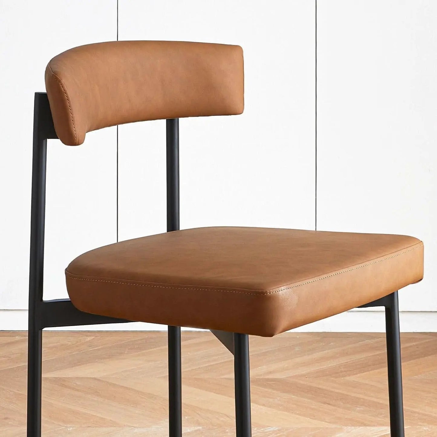 Brown Faux Leather Armless Upholstered Dining Chairs from PriceLows™
