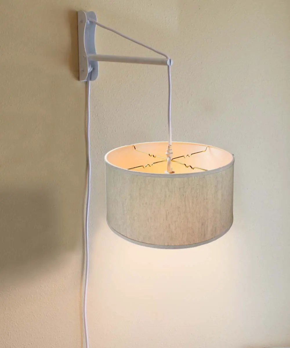 Wall Pendant Light | Plug In Cantilever | 1 Light | 18 Inch Oatmeal Shade