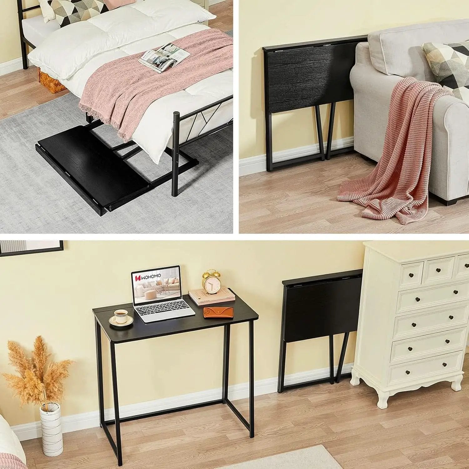31.5 Inch Folding Computer Desk Black Space Saving from PriceLows™