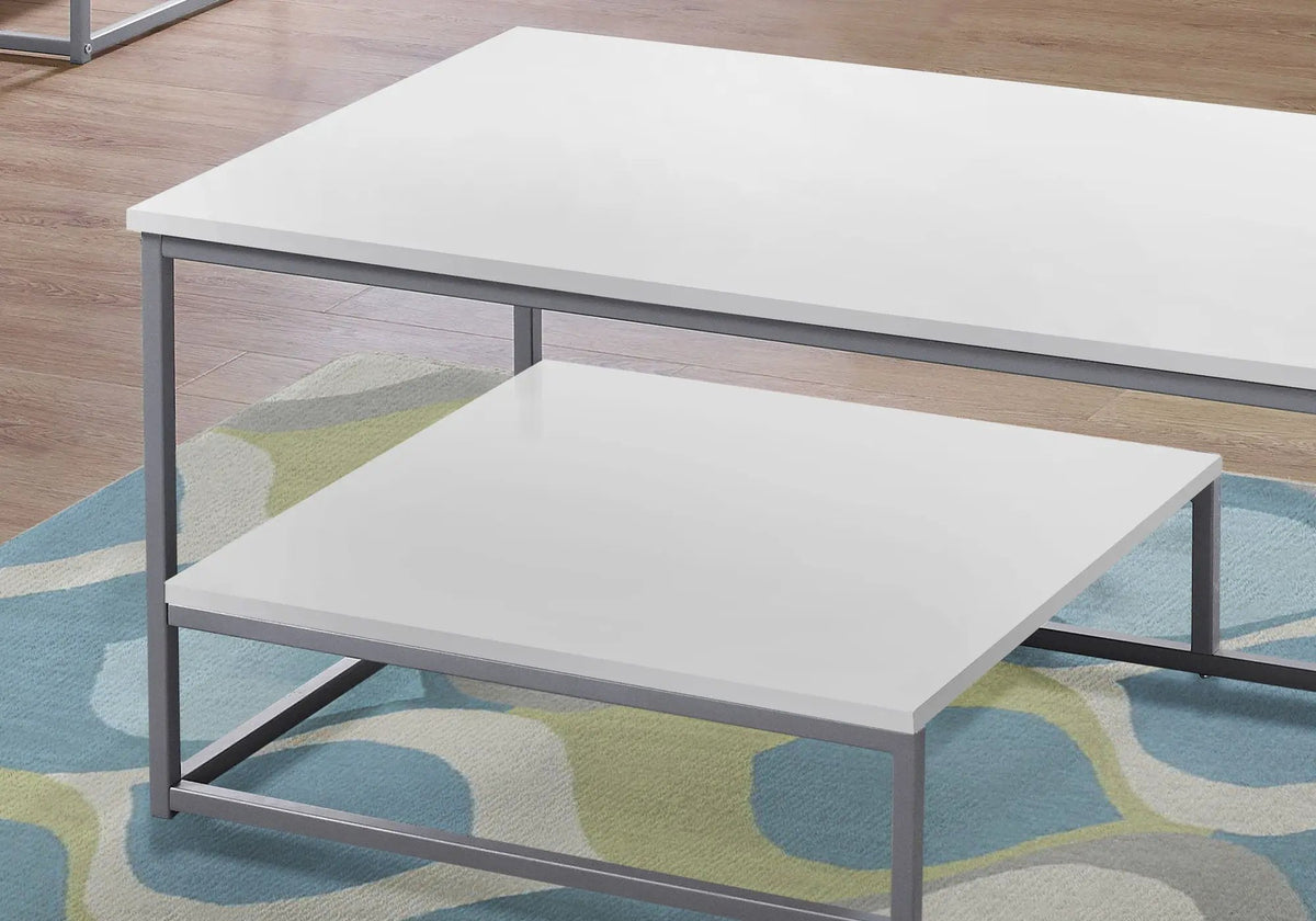 Contemporary Coffee Table Set | Set Of 3 | Elegant Laminate Finish | Raised Bottom Shelf