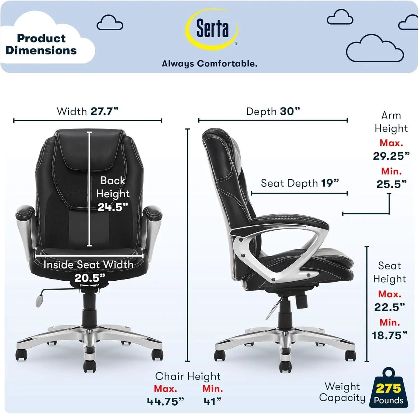 Amplify Executive Office Chair Black With Lumbar Support from PriceLows™
