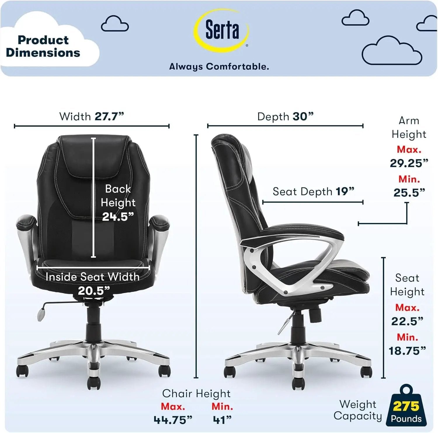 Amplify Executive Office Chair Black With Lumbar Support from PriceLows™