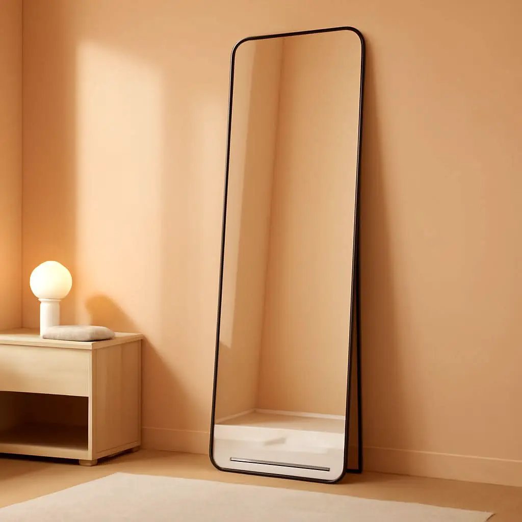 56 Inch Floor Standing Mirror With Black Aluminum Frame from PriceLows™