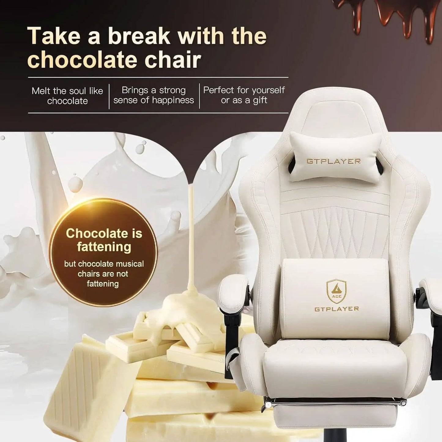 Ivory Bluetooth Speaker Gaming Chair With Footrest from PriceLows™