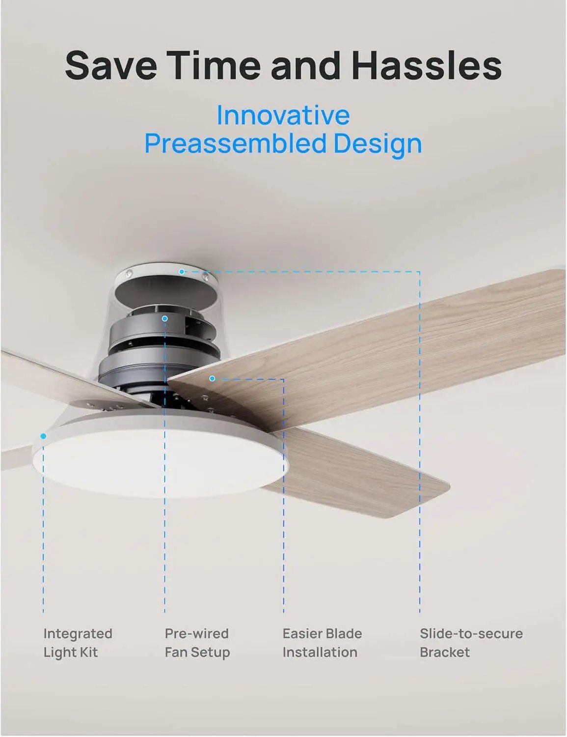 44 Inch Ceiling Fan With Lights White Remote Control from PriceLows™