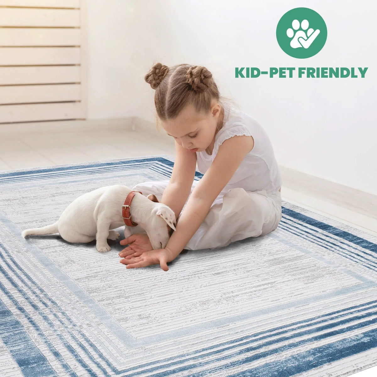 Marfi Bordered Area Rug | 36 x 24 Inch | Stain Resistant | Non-Shedding