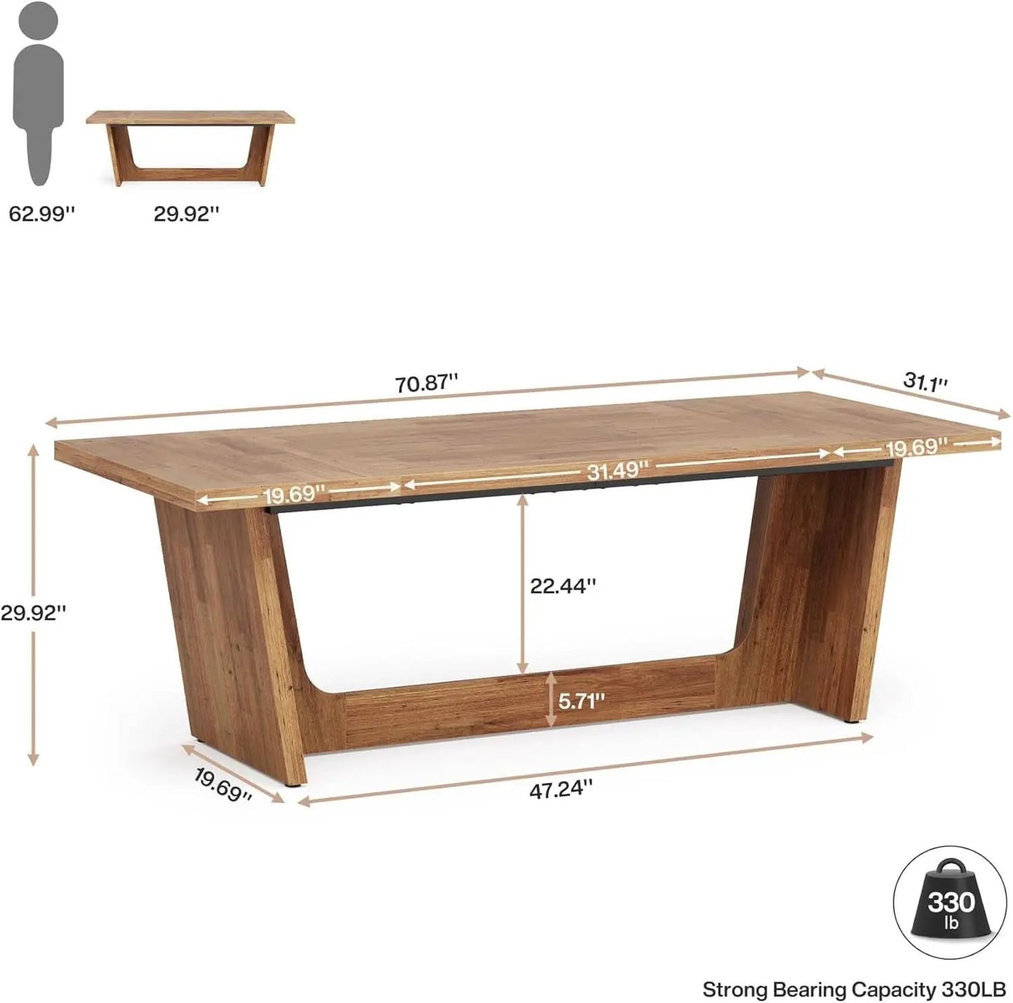 Walnut 70 Inch Executive Desk For Home Office Workspace from PriceLows™