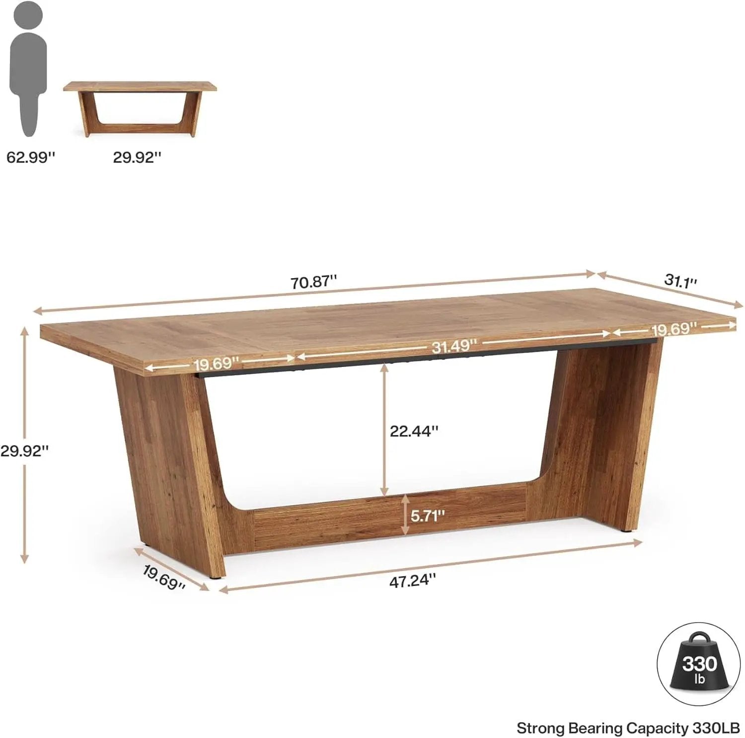 Walnut 70 Inch Executive Desk For Home Office Workspace from PriceLows™