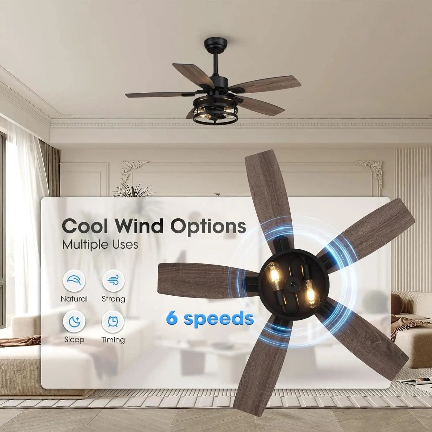 42 Inch Caged Ceiling Fan With Remote Control For Indoor And Outdoor from PriceLows™