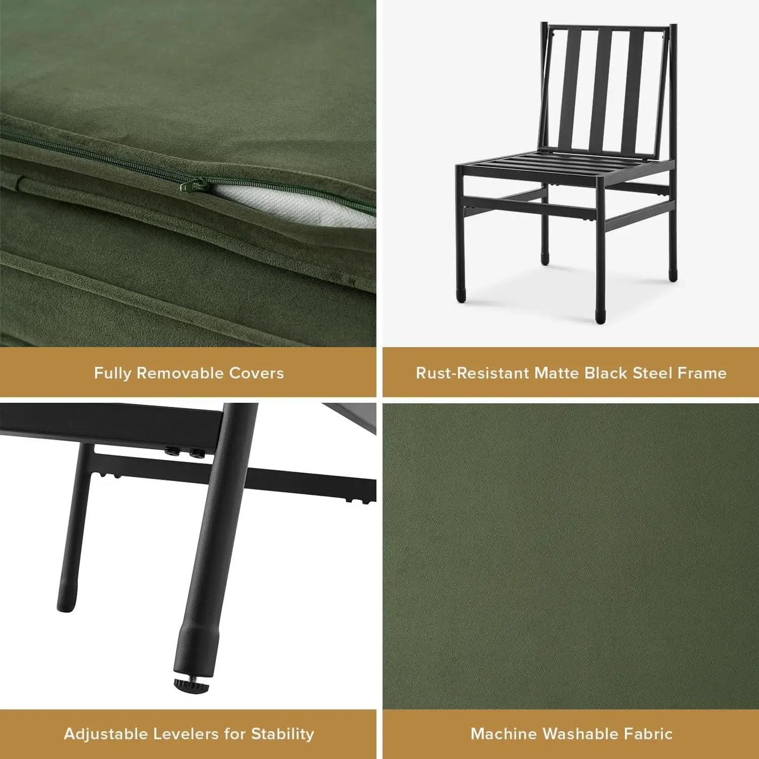 Odelia Olive Green Velvet Dining Chairs With Removable Cushion Covers from PriceLows™