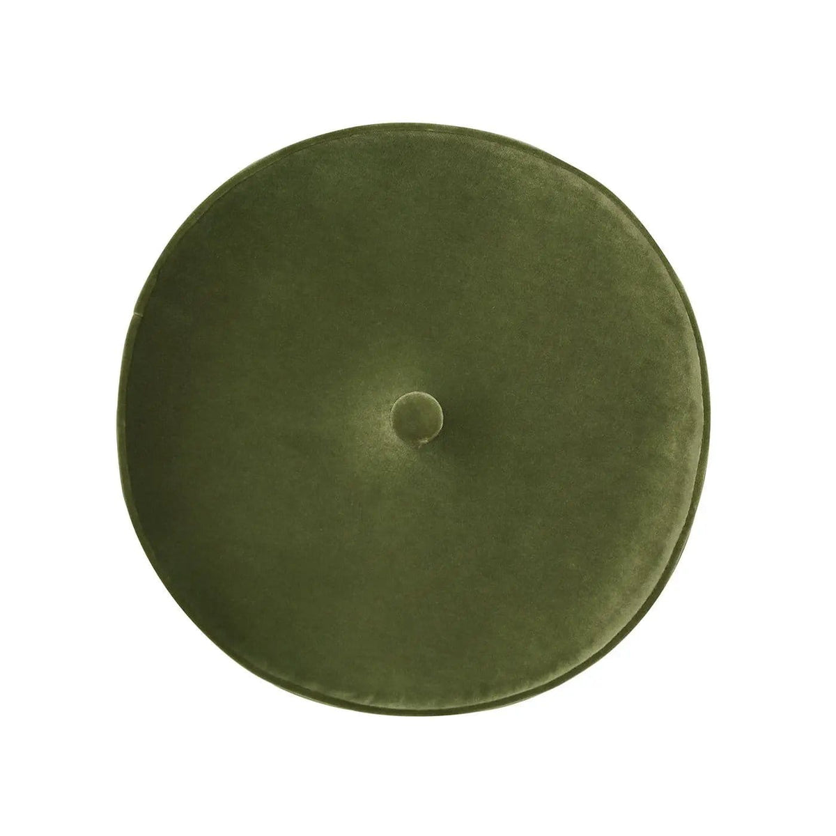 Riley Round Footstool Ottoman | 16 x 16 x 9 in | Fabric & Plywood | Olive Green