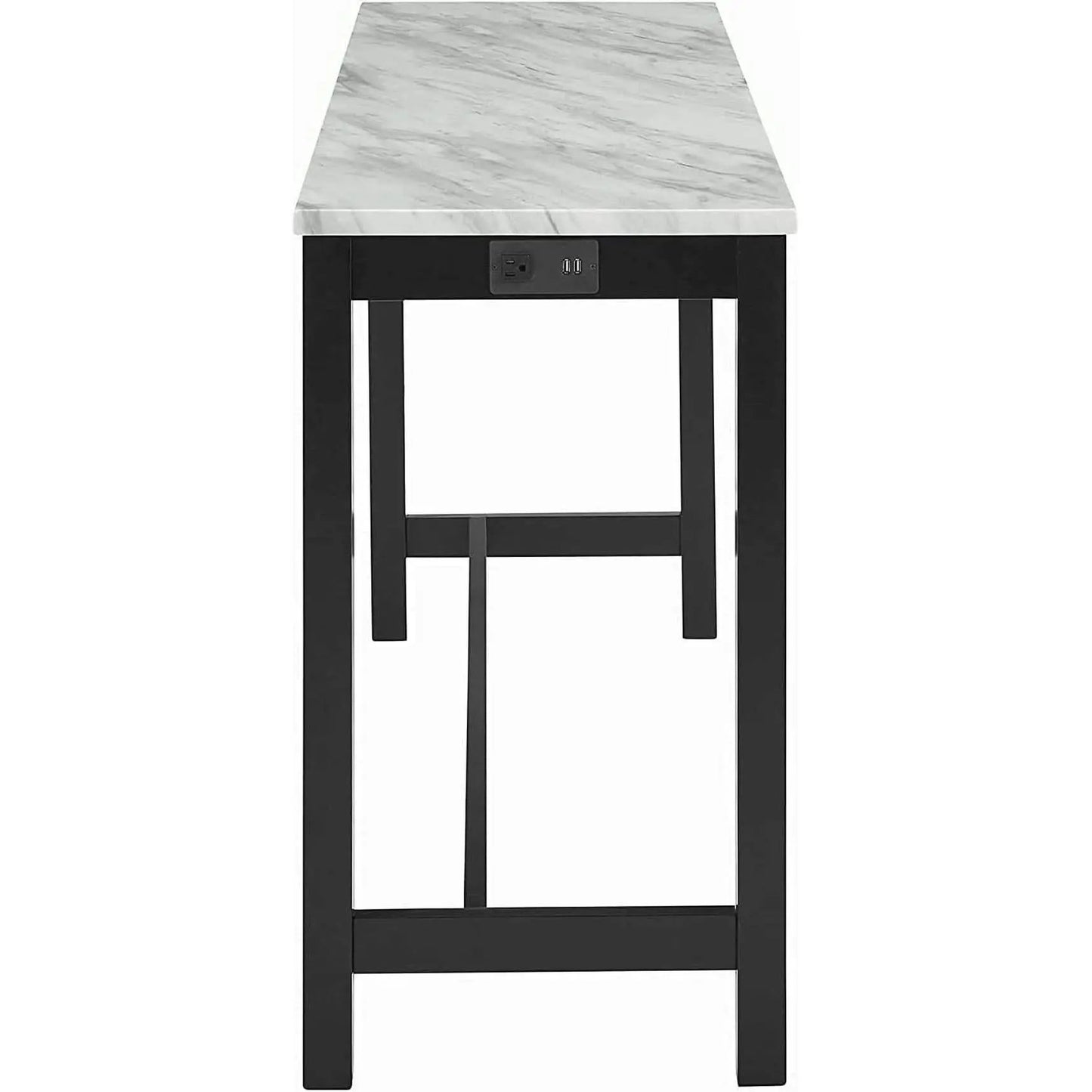 Blue Velvet Bar Table Set With 3 Stools Faux Marble Top from PriceLows™
