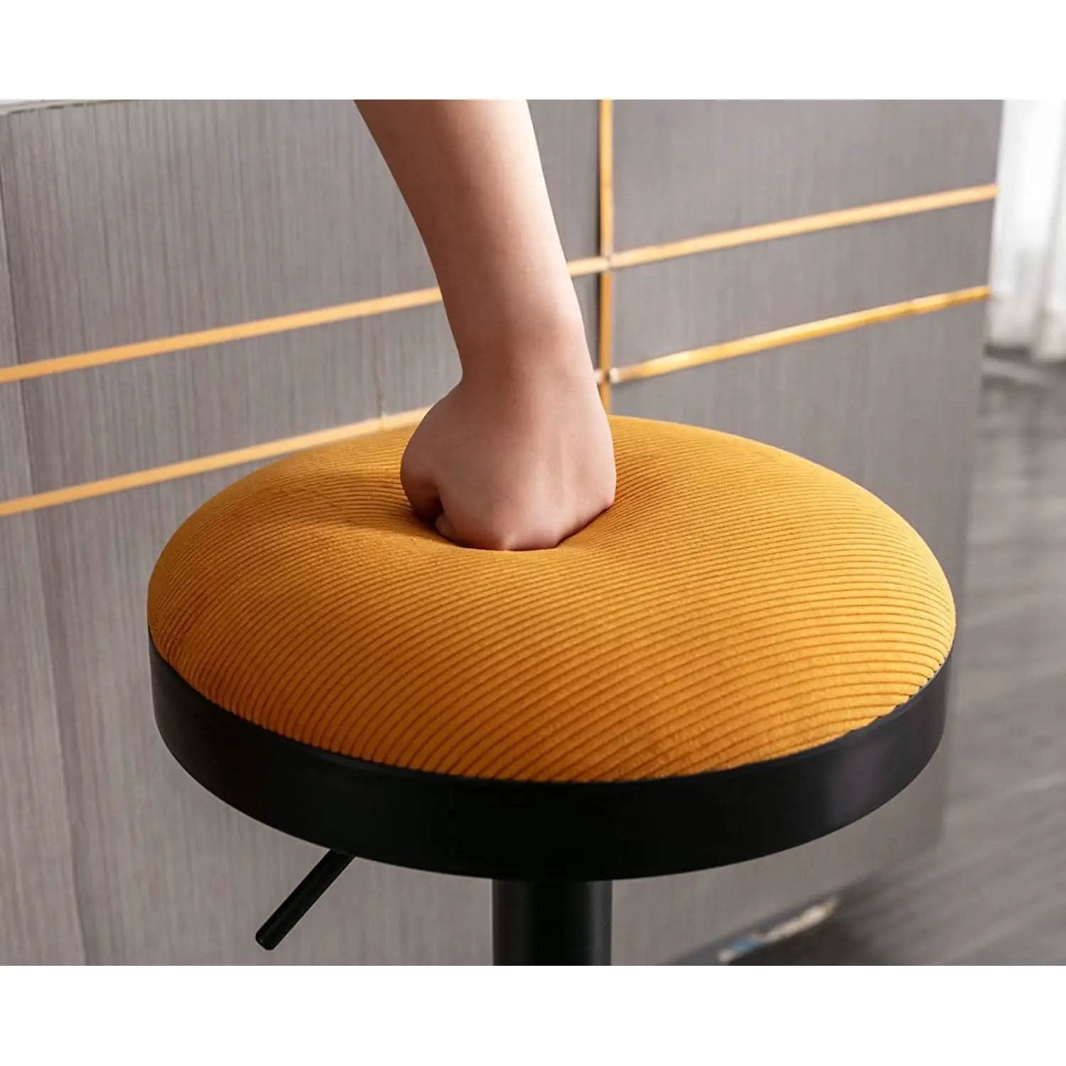 Yellow Fabric Swivel Bar Stool Set Of 2 Height Adjustable from PriceLows™