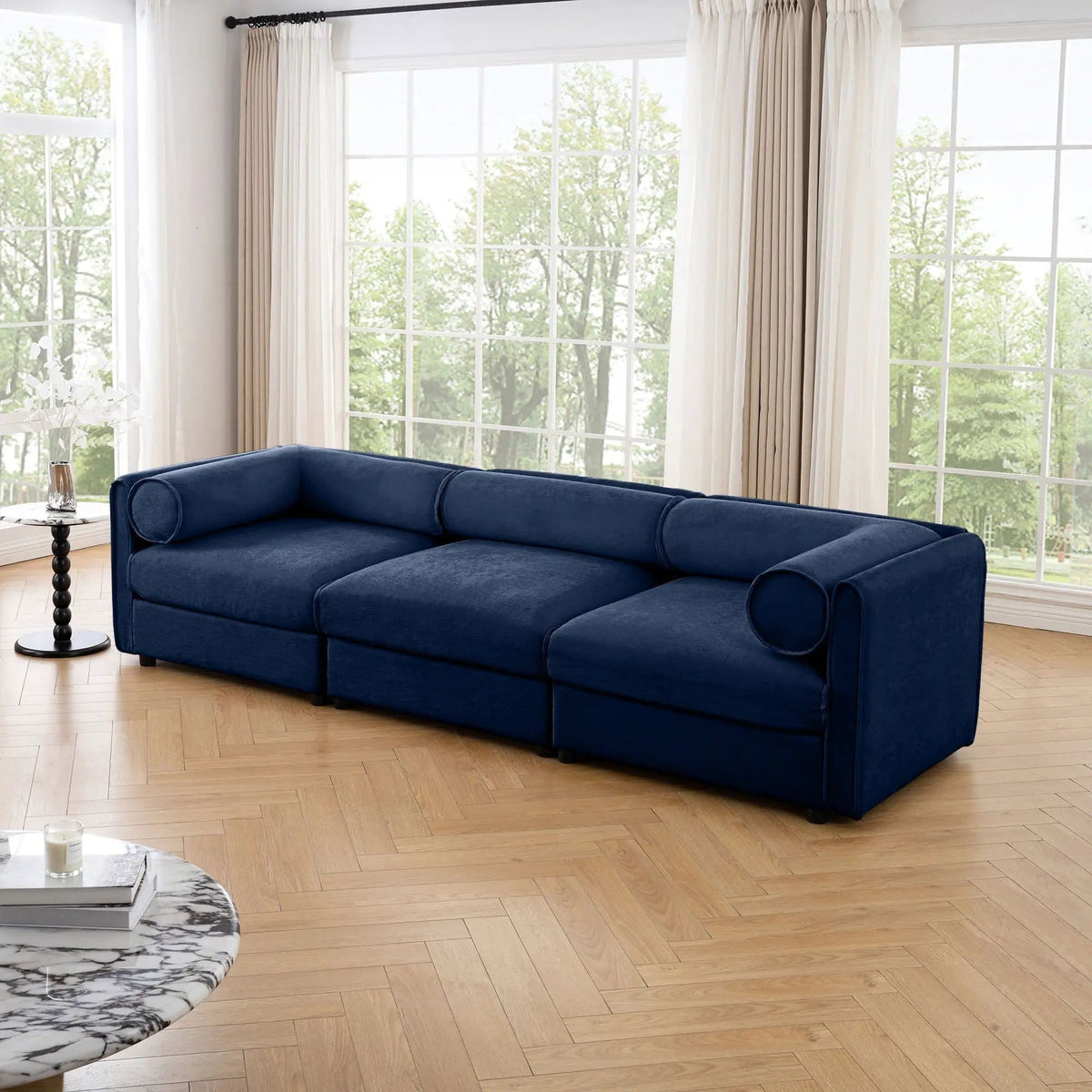 Stylish Sofa With Storage Seat And Cylindrical Backrest | Stationary Sofa | Living Room Furniture | Living Room