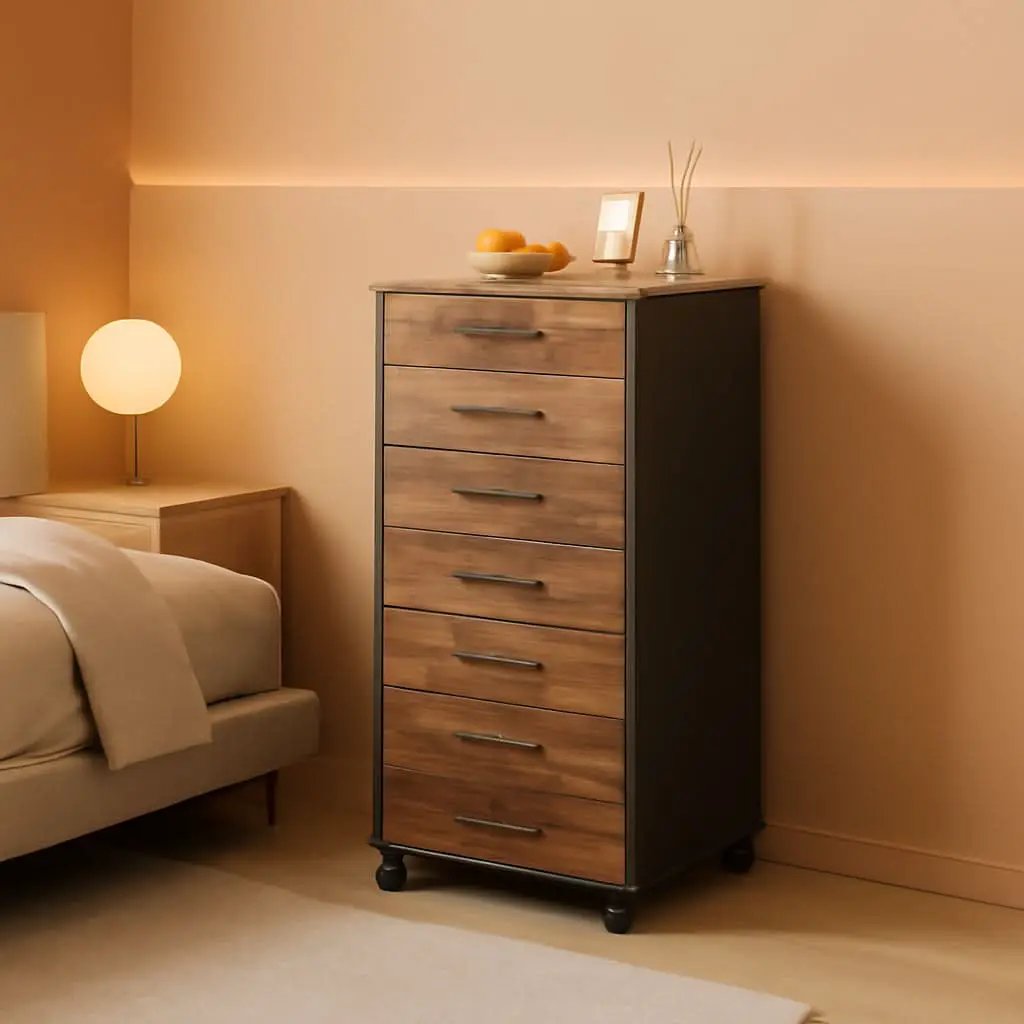 7 Drawer Wooden File Cabinet For Home Office Rustic Brown from PriceLows™
