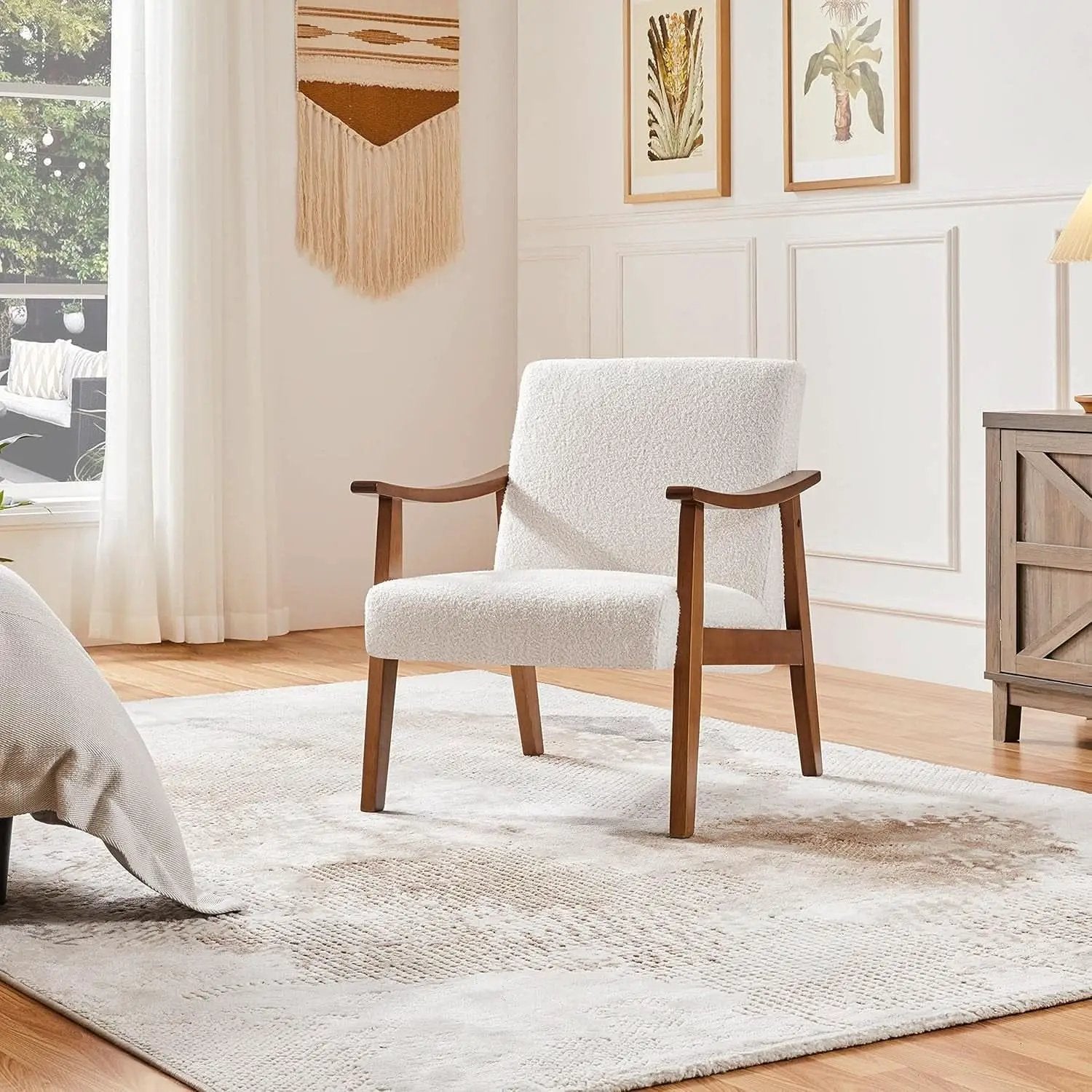 Ivory Professionally Upholstered Fabric Armchair High Back from PriceLows™