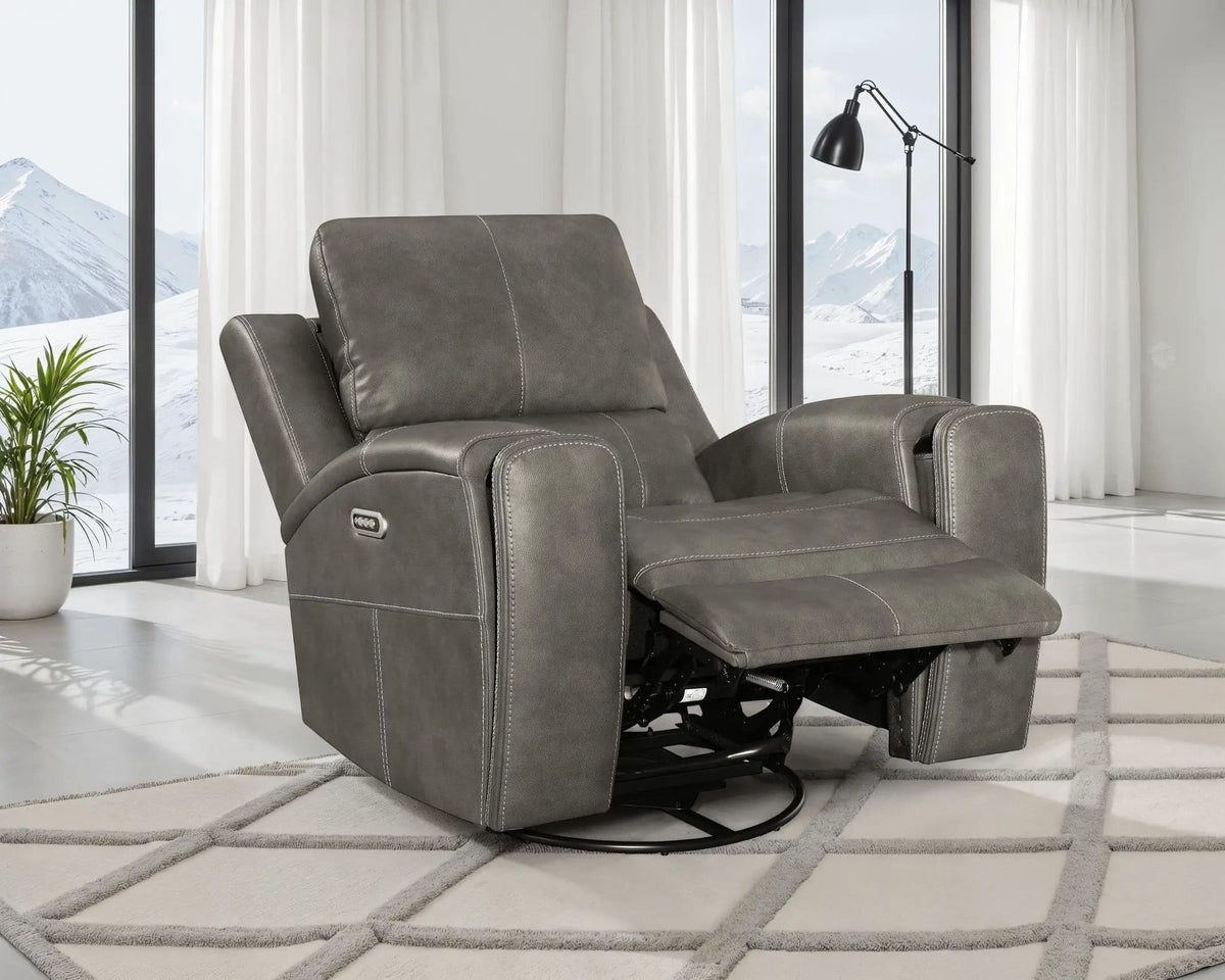 Brickston Triple Power Swivel Glider Recliner Reclining Chair | 38.75 x 41.25 x 42.25 in | Living Room Furniture | Charcoal