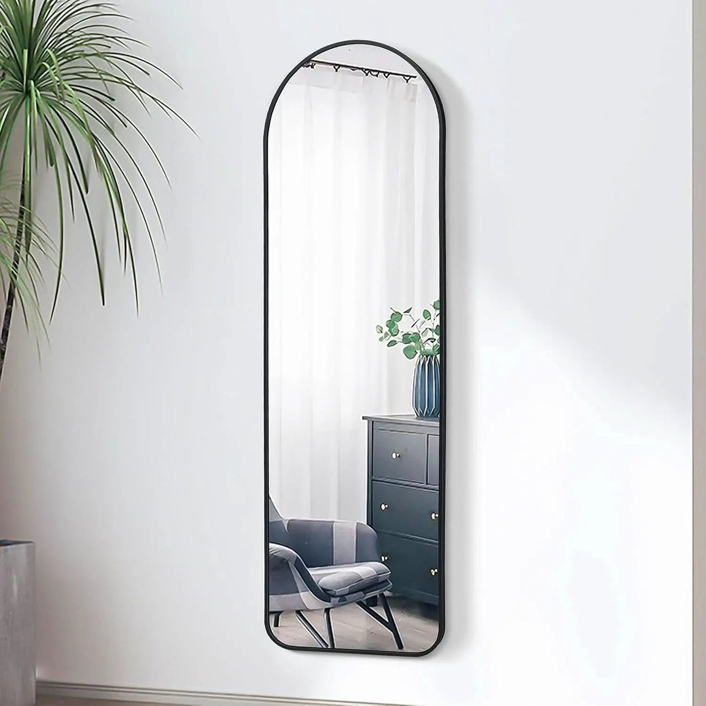 Black 57 Inch Full Length Arch Mirror For Entryway from PriceLows™