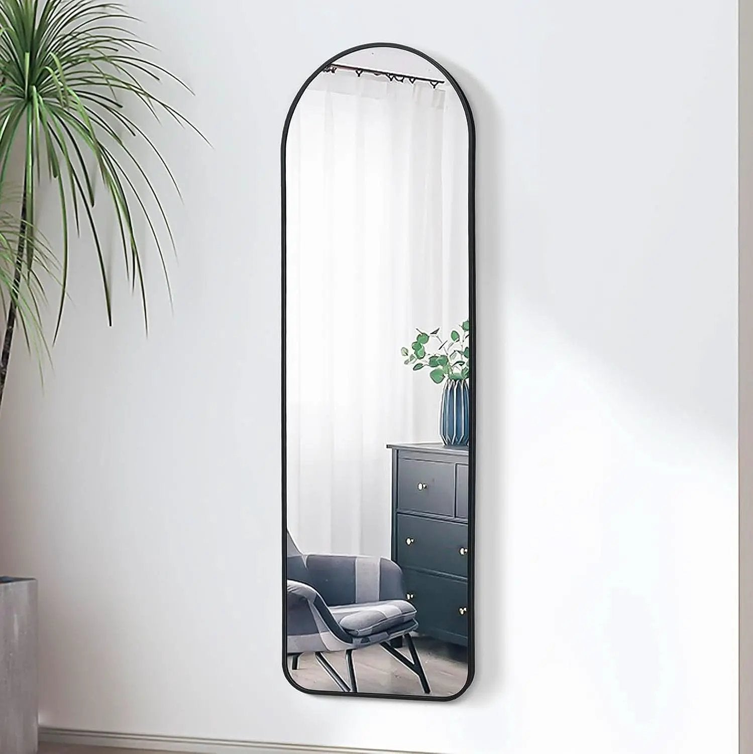 Black 57 Inch Full Length Arch Mirror For Entryway from PriceLows™