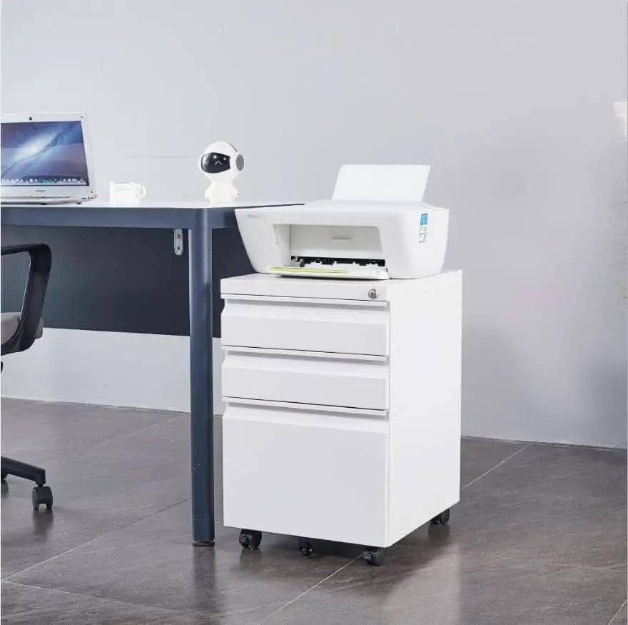Three Drawer Mobile File Cabinet Under Desk White With Locking System For Legal Letter A4 Files from PriceLows™