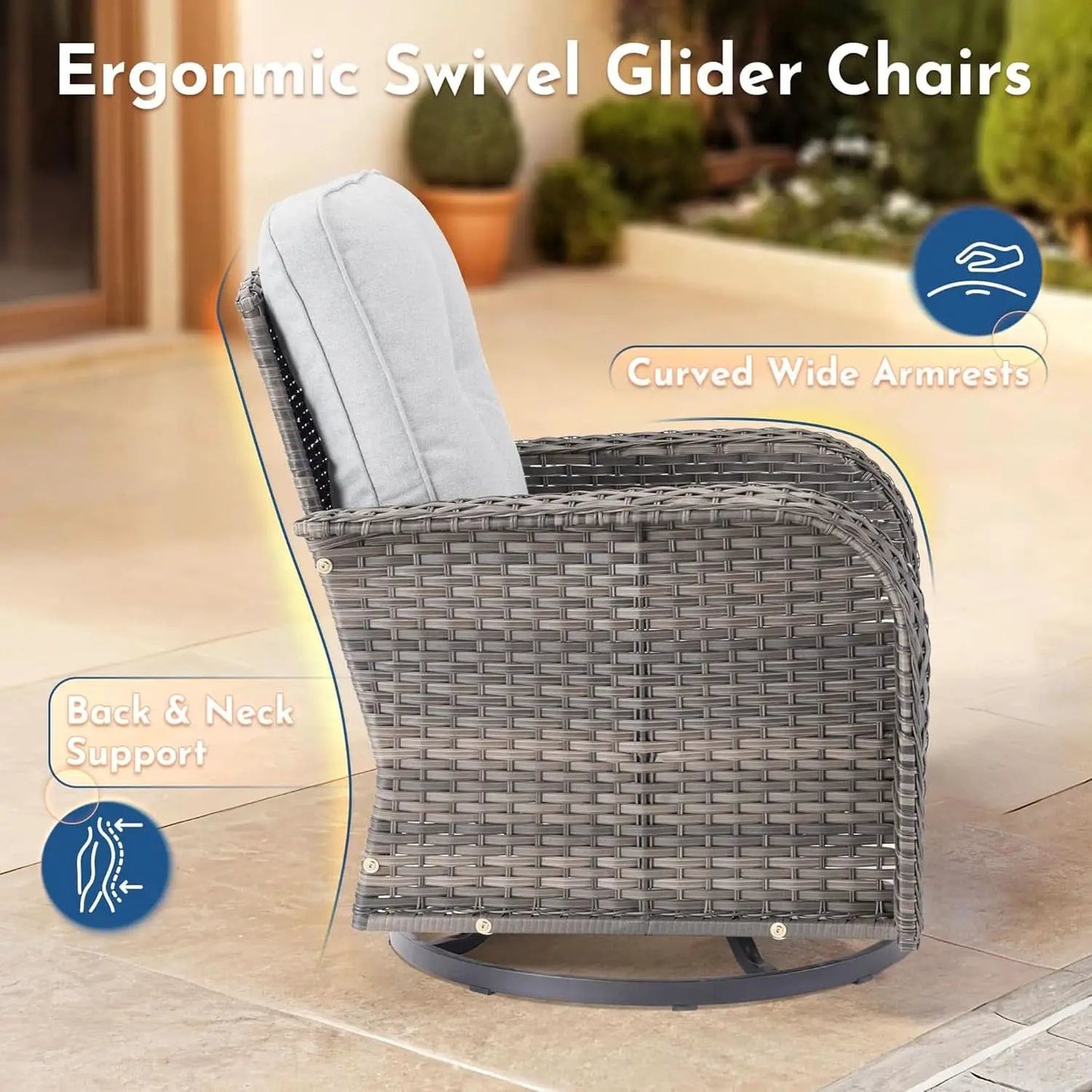 5 Piece Outdoor Patio Furniture Set With Swivel Rocker Chairs Light Gray from PriceLows™