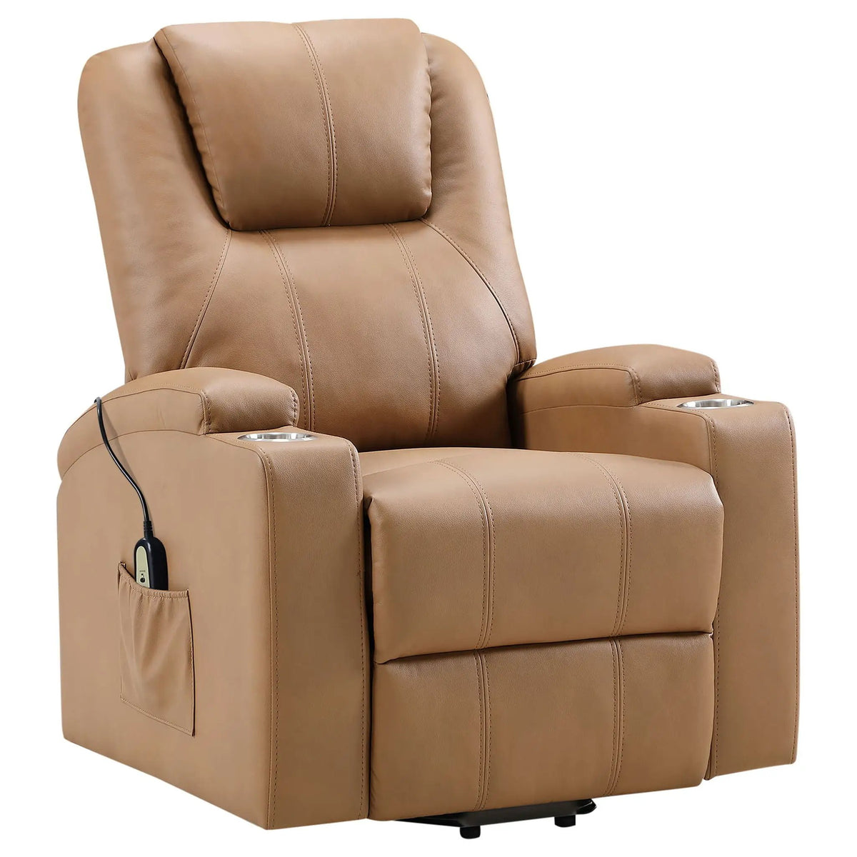 Macklin Power Lift Massage Recliner | Heat And Massage | Dual Cupholders | Smooth Upholstery