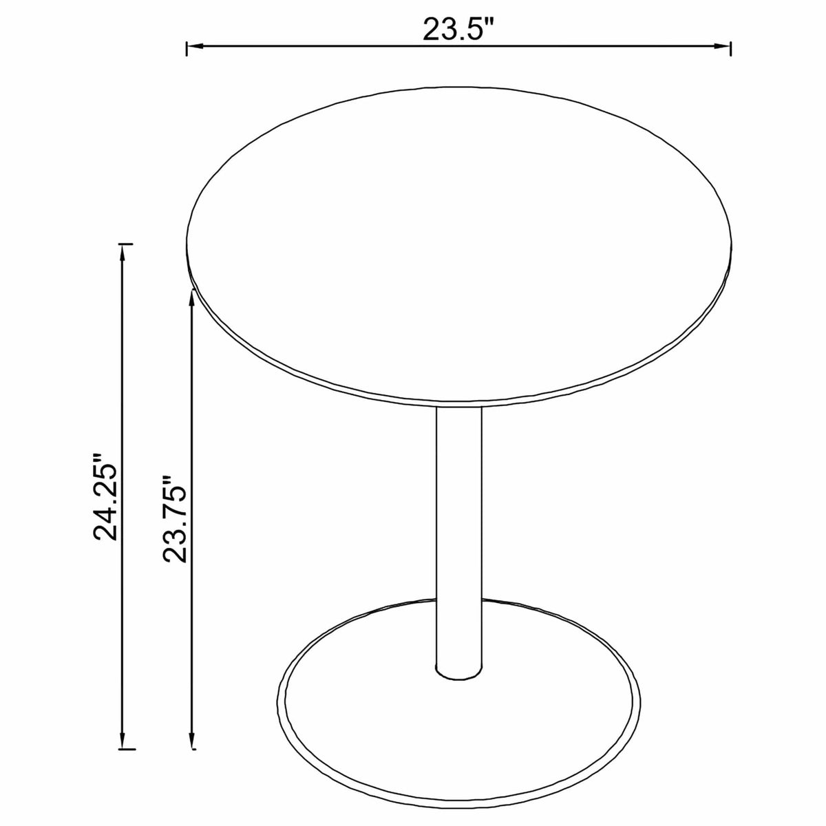 Ganso Round Metal End Table With Tempered Glass Top | 23.5 x 23.5 x 24.25 in | Tempered Glass & Metal | Black