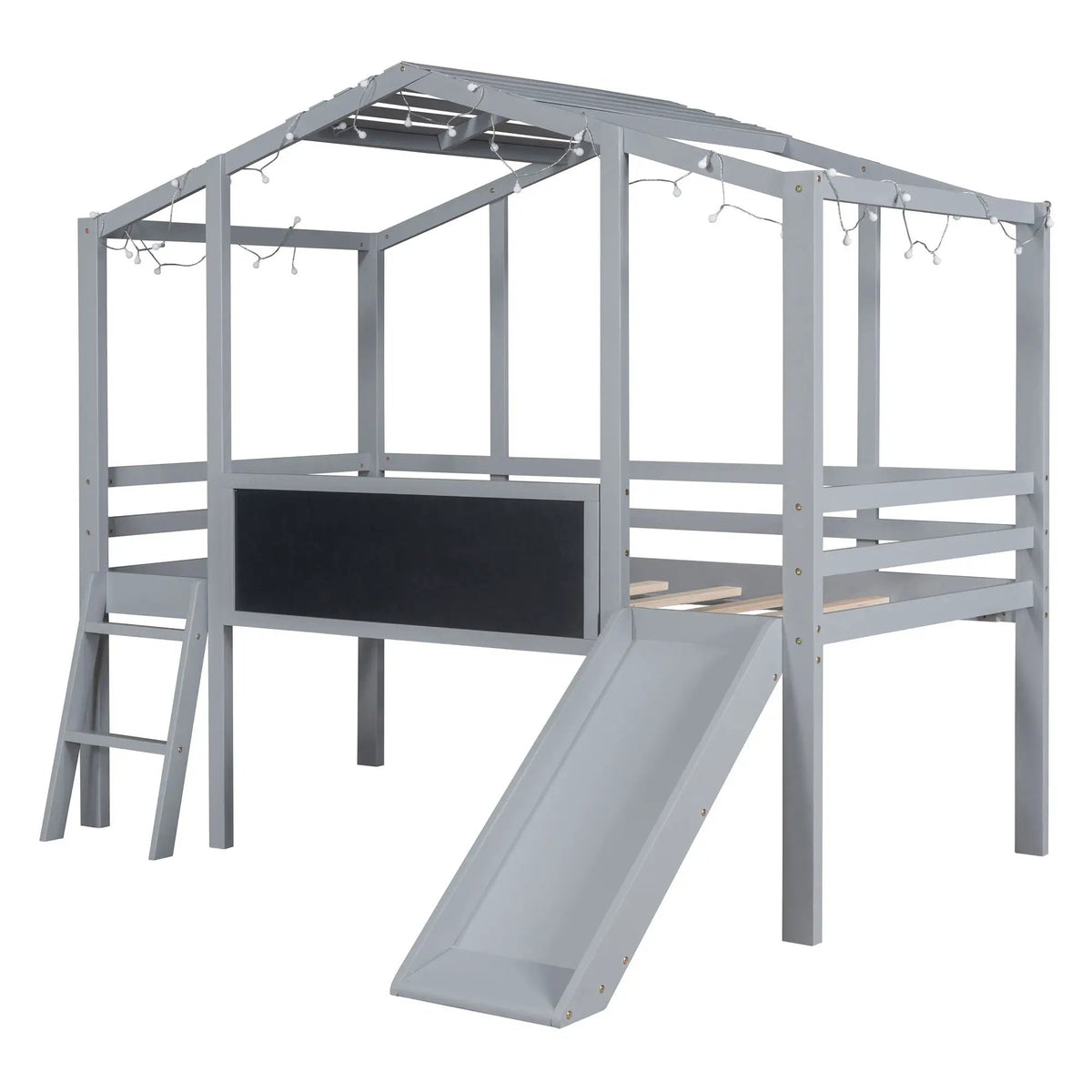 Loft House Bed | Ladder And Slide | Roof Light Strip | Safety Guardrail