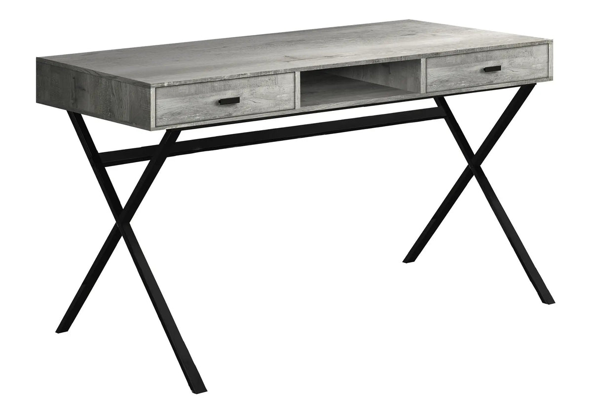 Glossy Contemporary Computer Desk | Thick Panel Tabletop | Storage Drawers | 29.25 Inch Height