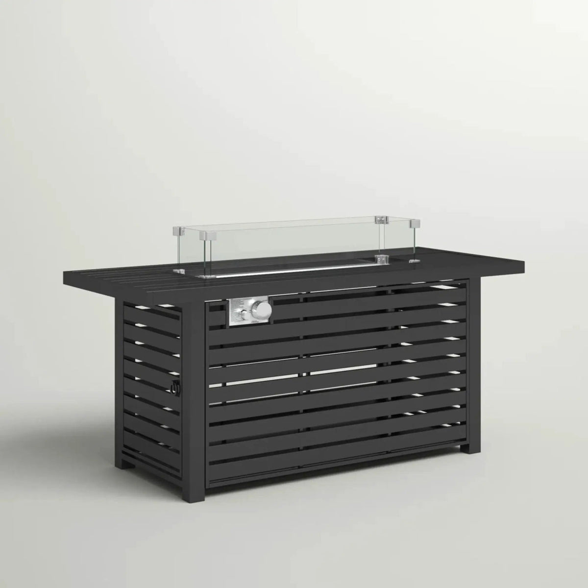 Propane Fire Pit Table | Black | Lid And Polyester Cover | Lava Rocks