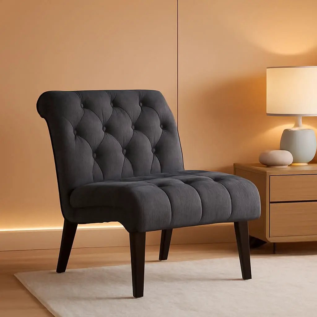 Set Of 2 Button Tufted Slipper Chairs For Living Room from PriceLows™