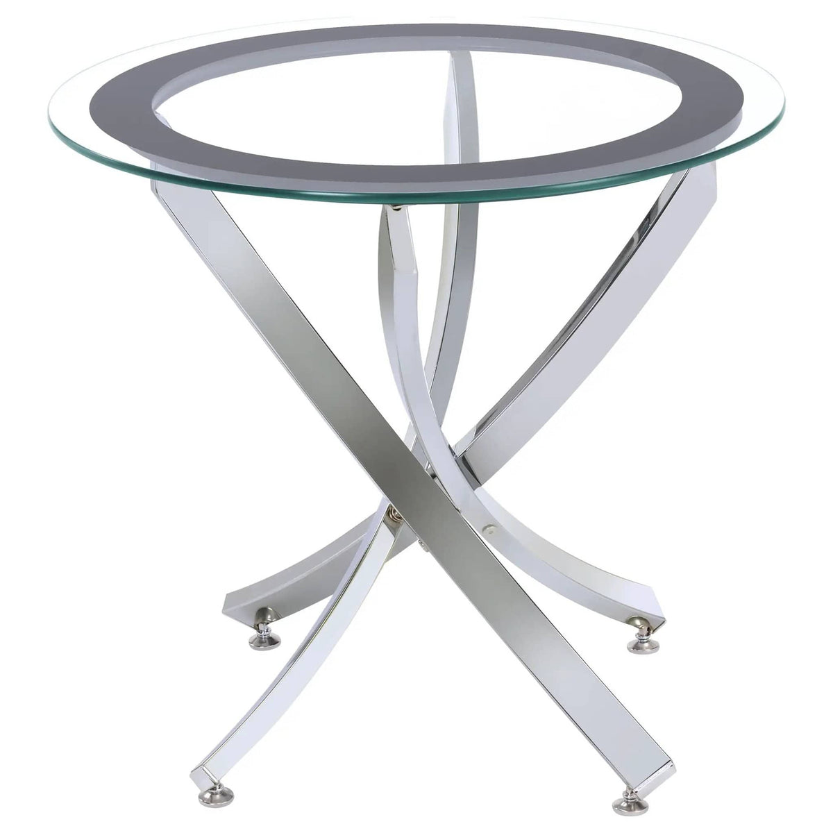 Brooke 3-piece Round Coffee and End Table Set Chrome | 3-Piece Set | Tempered Glass & Metal | Dining Room
