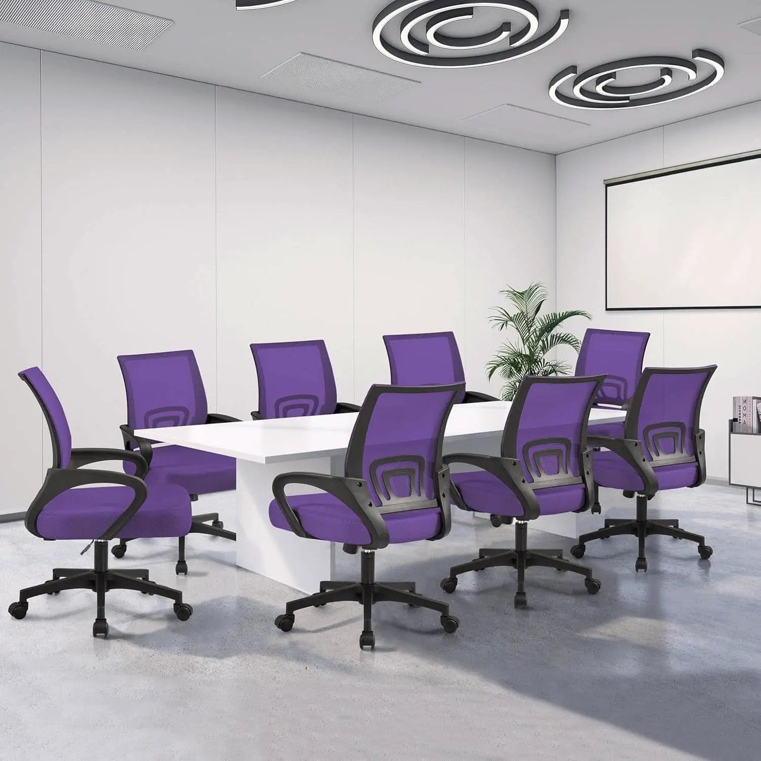 2Pcs Ergonomic Purple Mesh Desk Chairs With Lumbar Support For Long Workdays And Back Pain Relief from PriceLows™
