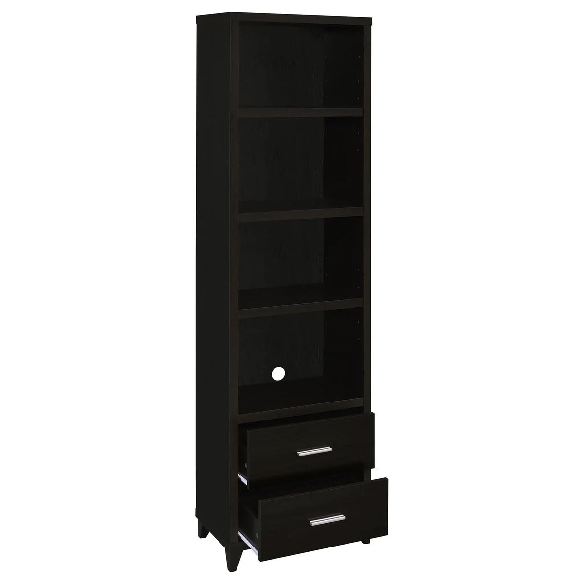 Lewes 4-shelf Engineered Wood Media Tower Pier | 21.25 x 11.5 x 76 in | Engineered Wood | Cappuccino