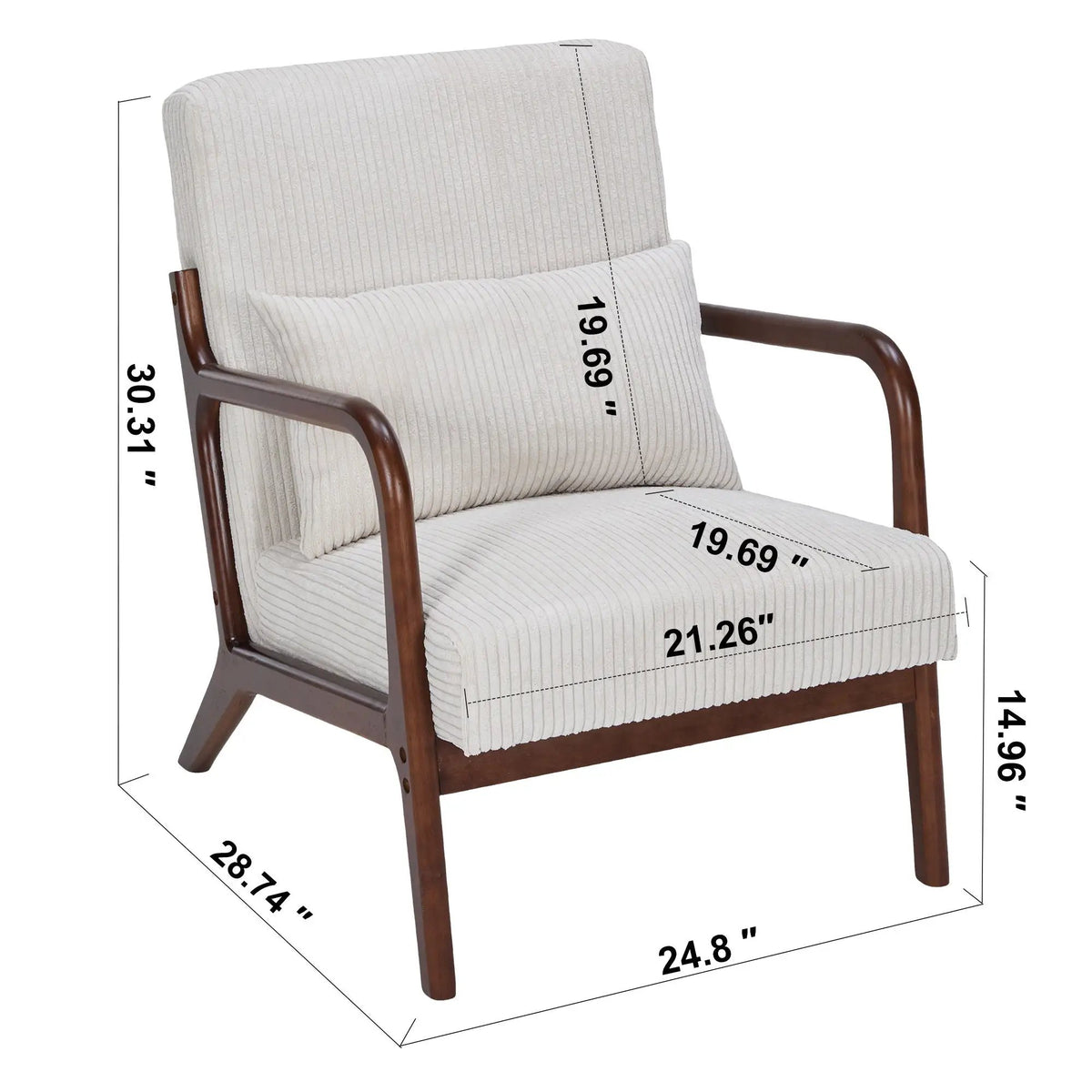 Accent Chair With Pillow | Solid Rubberwood Frame | Ergonomic Support | Versatile Design