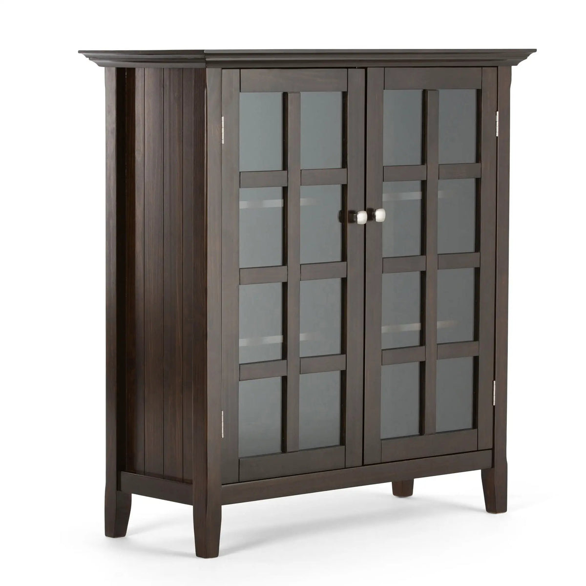 Acadian Storage Cabinet | Medium Handcrafted Solid Wood | Two Glass Doors | Two Adjustable Shelves