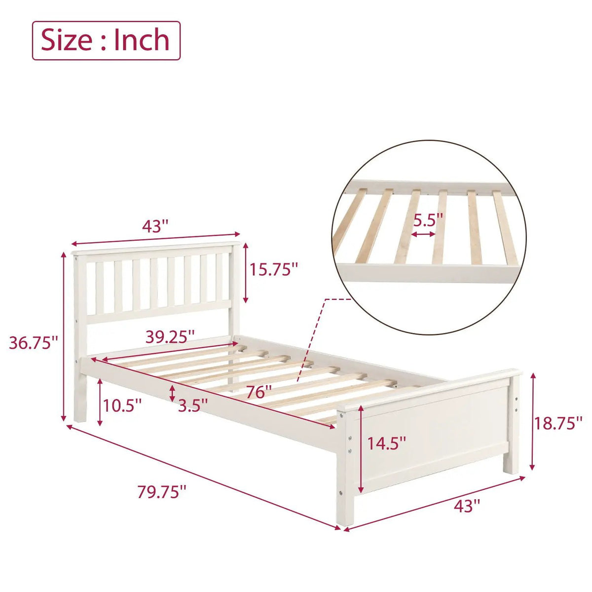 Platform Bed | Wood Slat Support | Headboard And Footboard