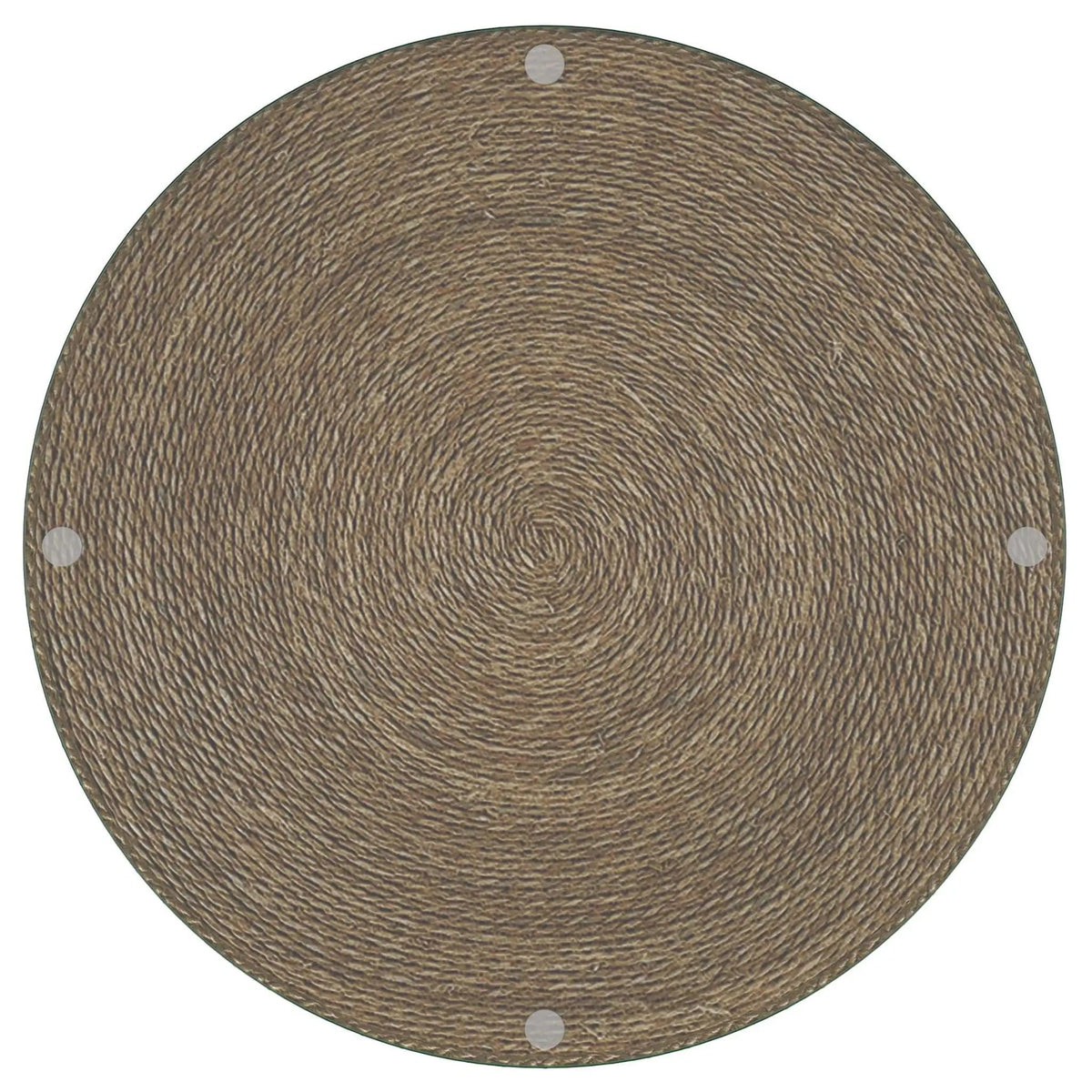 Halden Round Woven Seagrass Accent Side Table Light | 18 x 18 x 20 in | Tempered Glass & Plywood | Brown